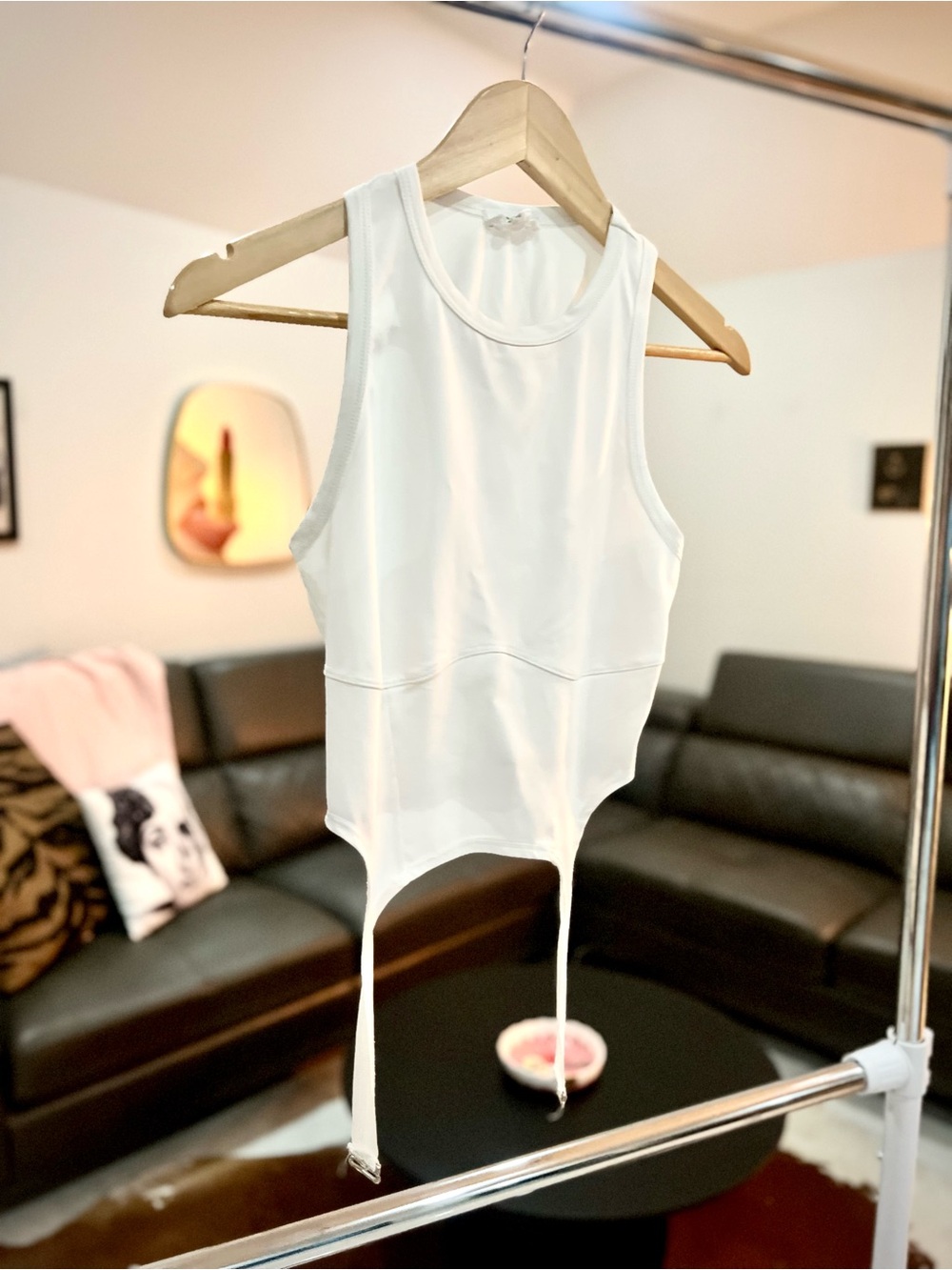 White Racerback Tie-Front Crop Top Sz S